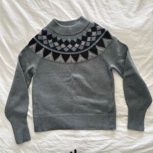 Ann Taylor Fair Isle Cozy Green Knit Sweater